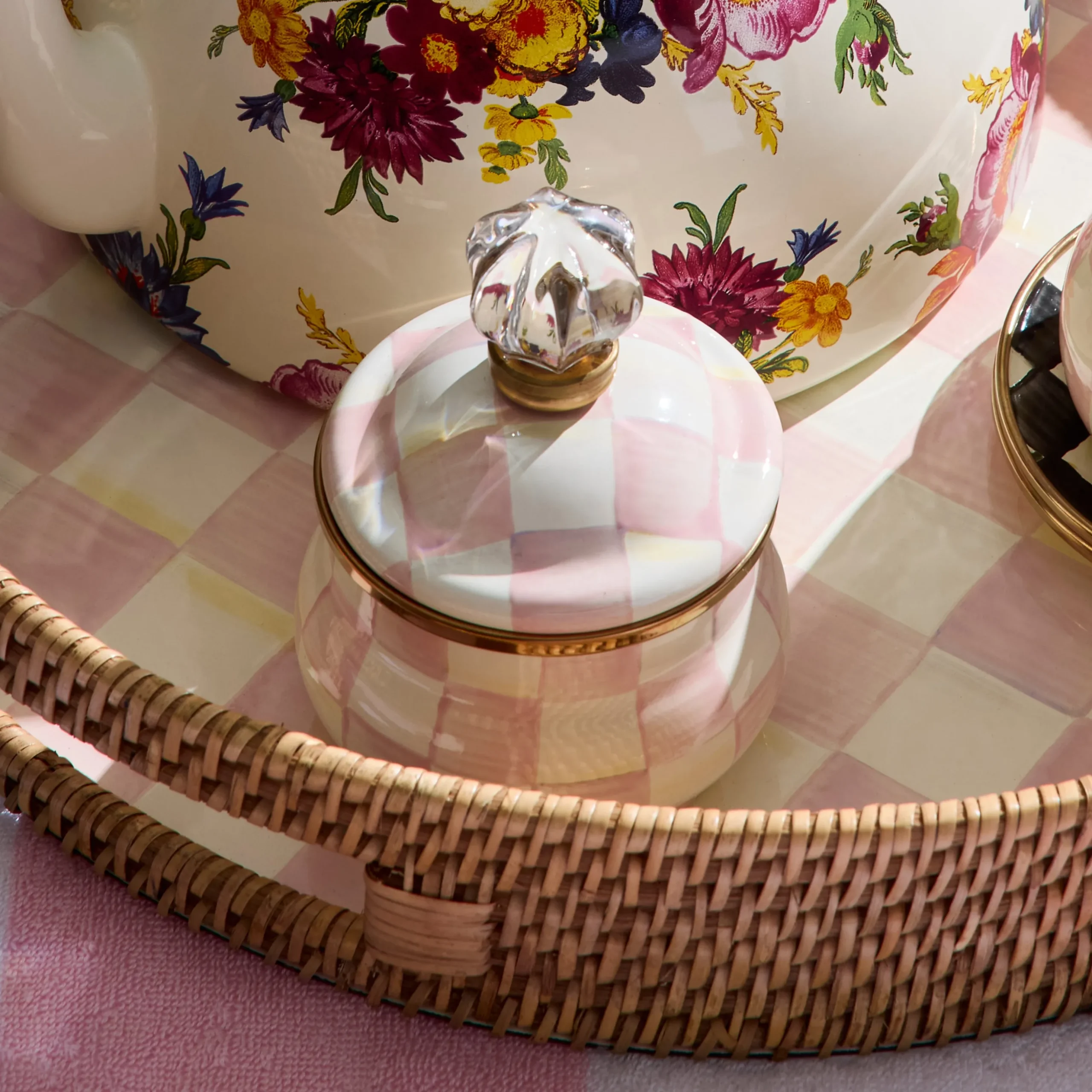 Rosy Check Lidded Sugar Bowl