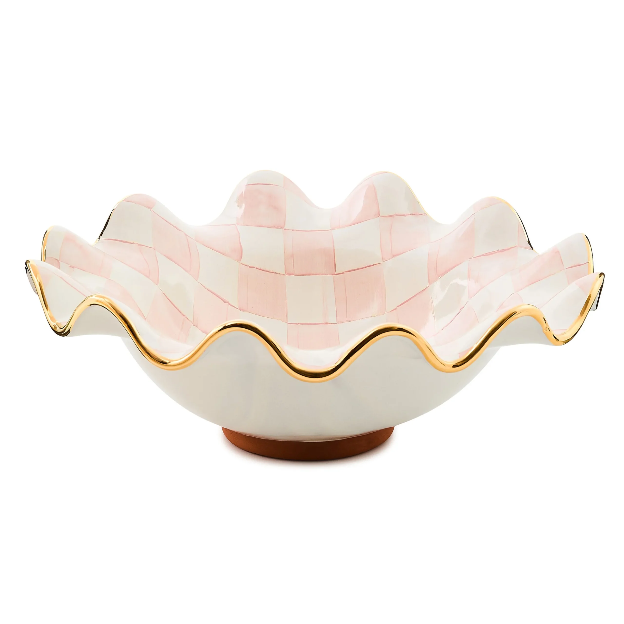 Rosy Check Medium Ceramic Fluted Serving Bowl