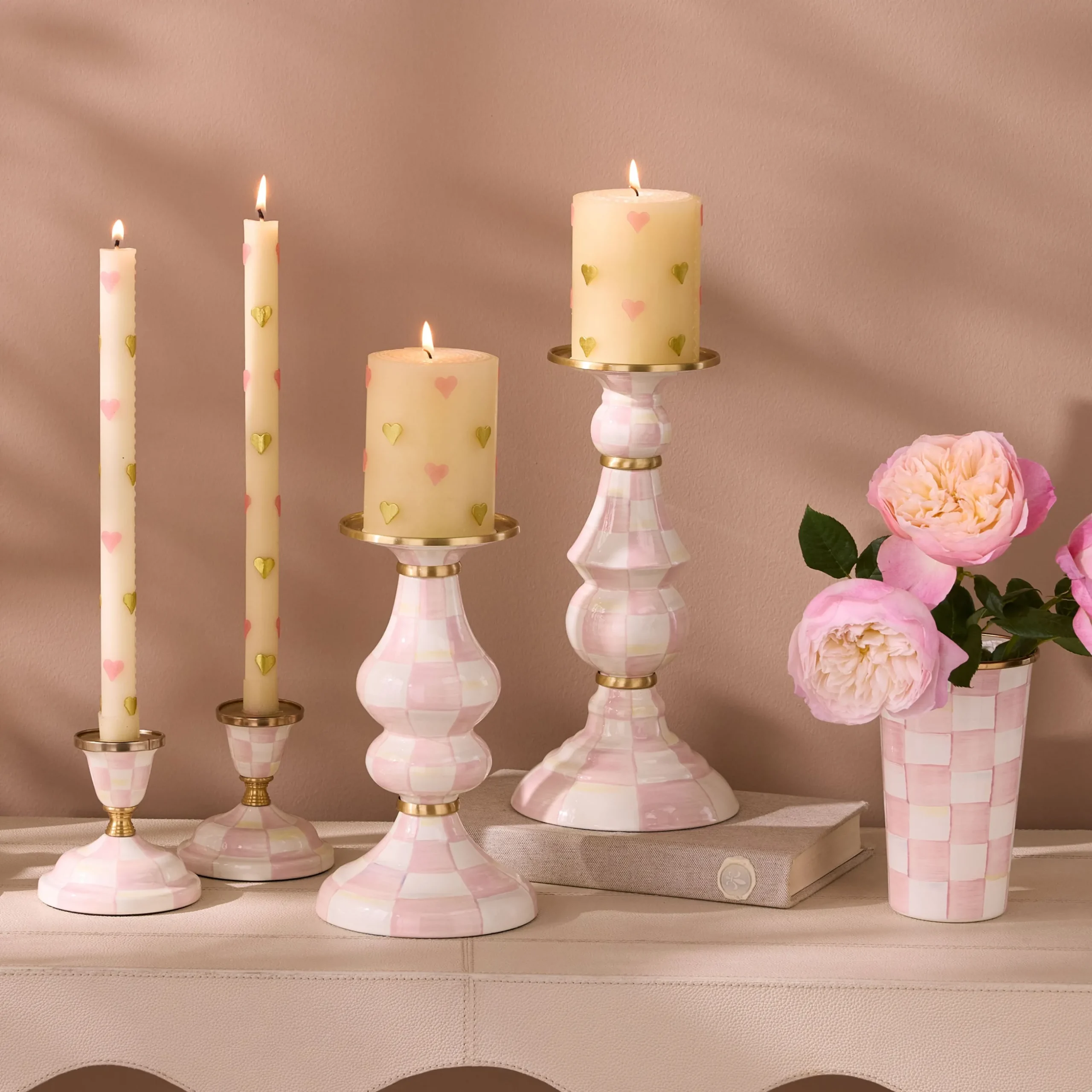 Rosy Check Medium Pillar Candlestick