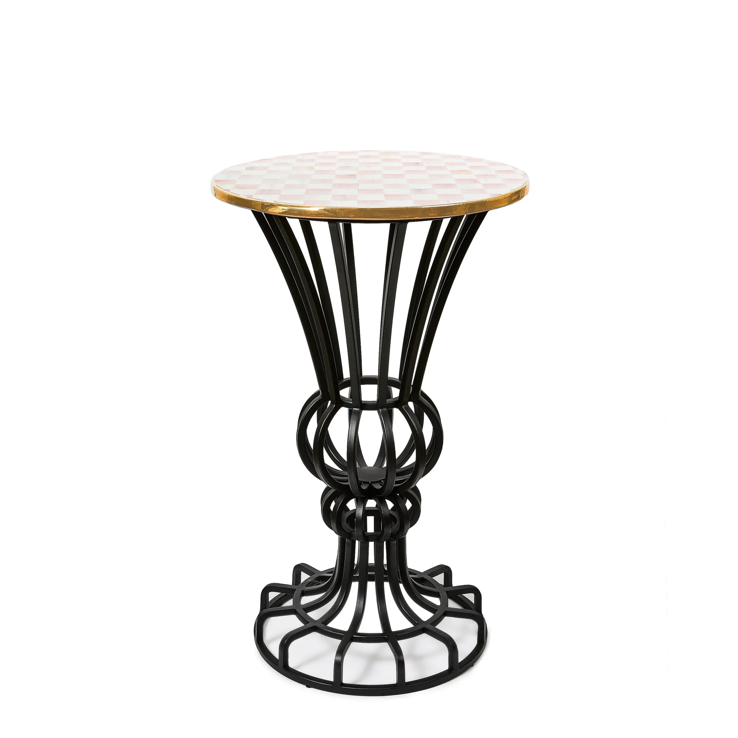 Rosy Check Pedestal Accent Table