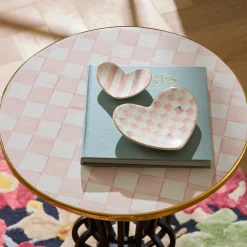 Rosy Check Pedestal Accent Table