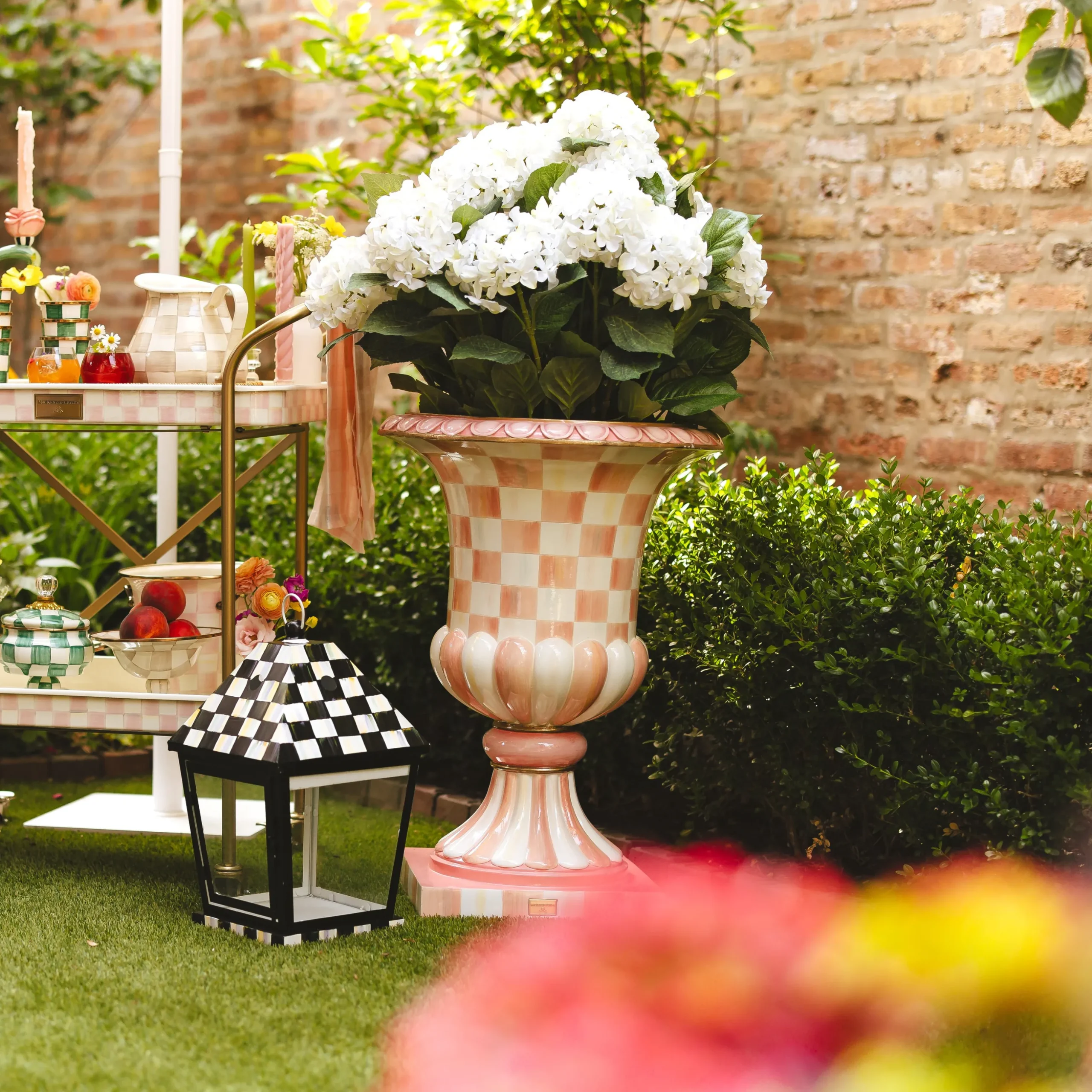 Rosy Check Pedestal Urn