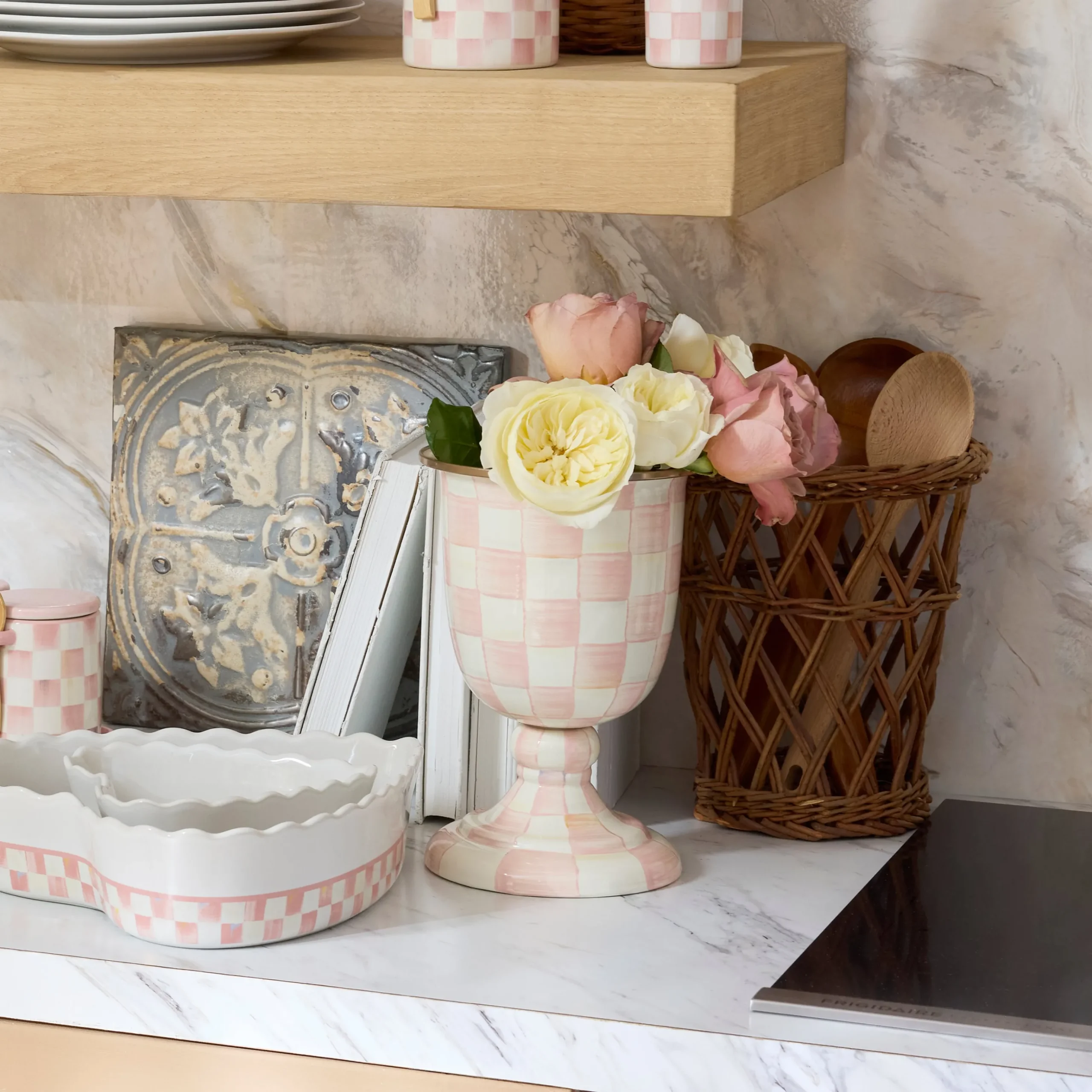 Rosy Check Pedestal Vase