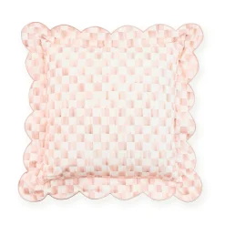 Rosy Check Reversible Scalloped Throw Pillow