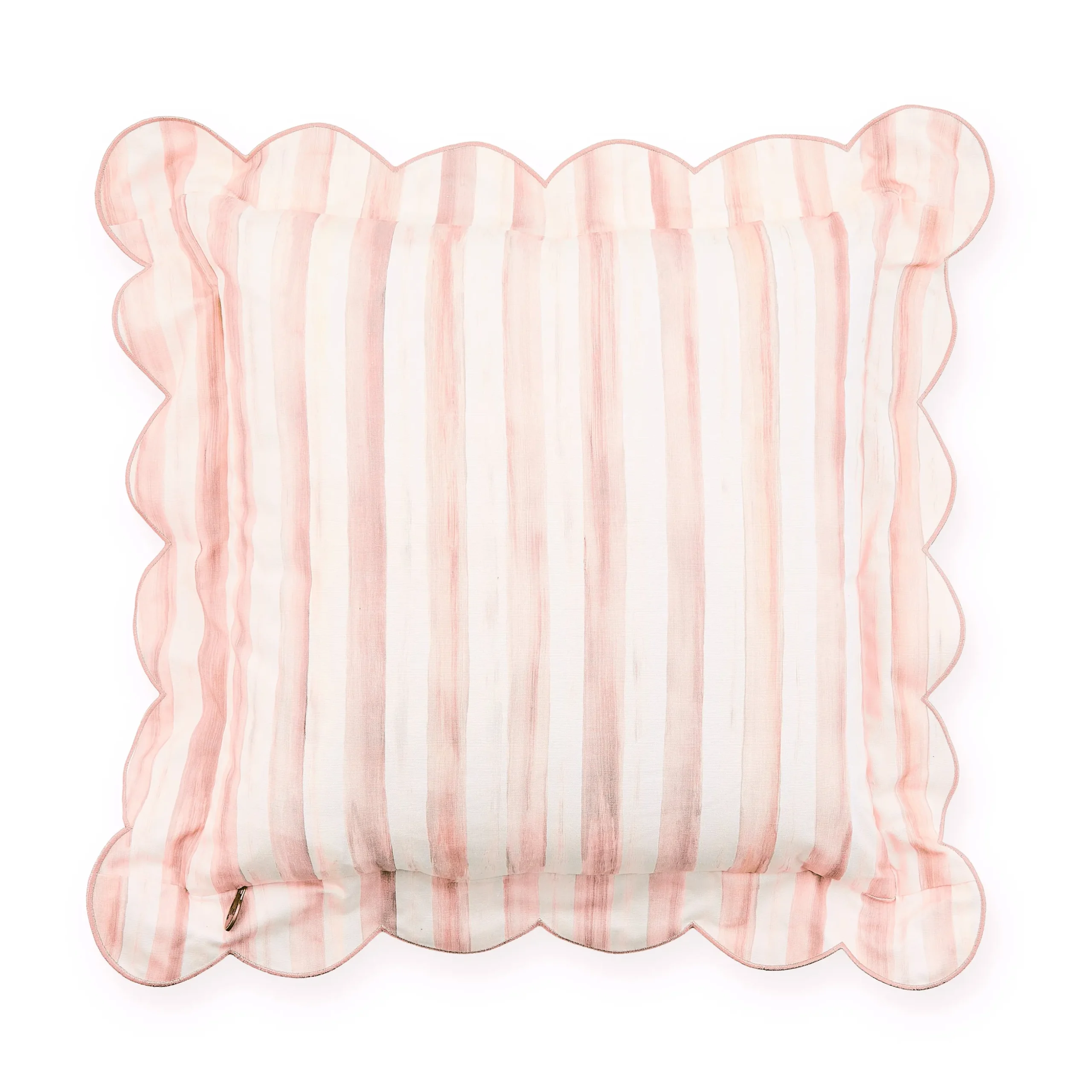 Rosy Check Reversible Scalloped Throw Pillow