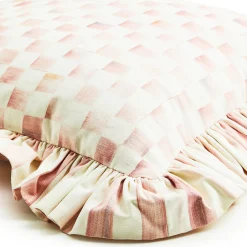 Rosy Check Ruffle Throw Pillow