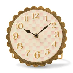 Rosy Check Scalloped Desk Clock