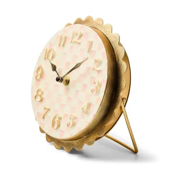 Rosy Check Scalloped Desk Clock