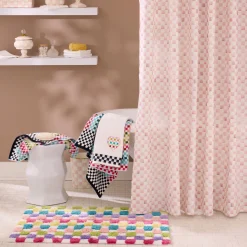 Rosy Check Shower Curtain