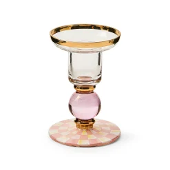 Rosy Check Small Glass Candlestick