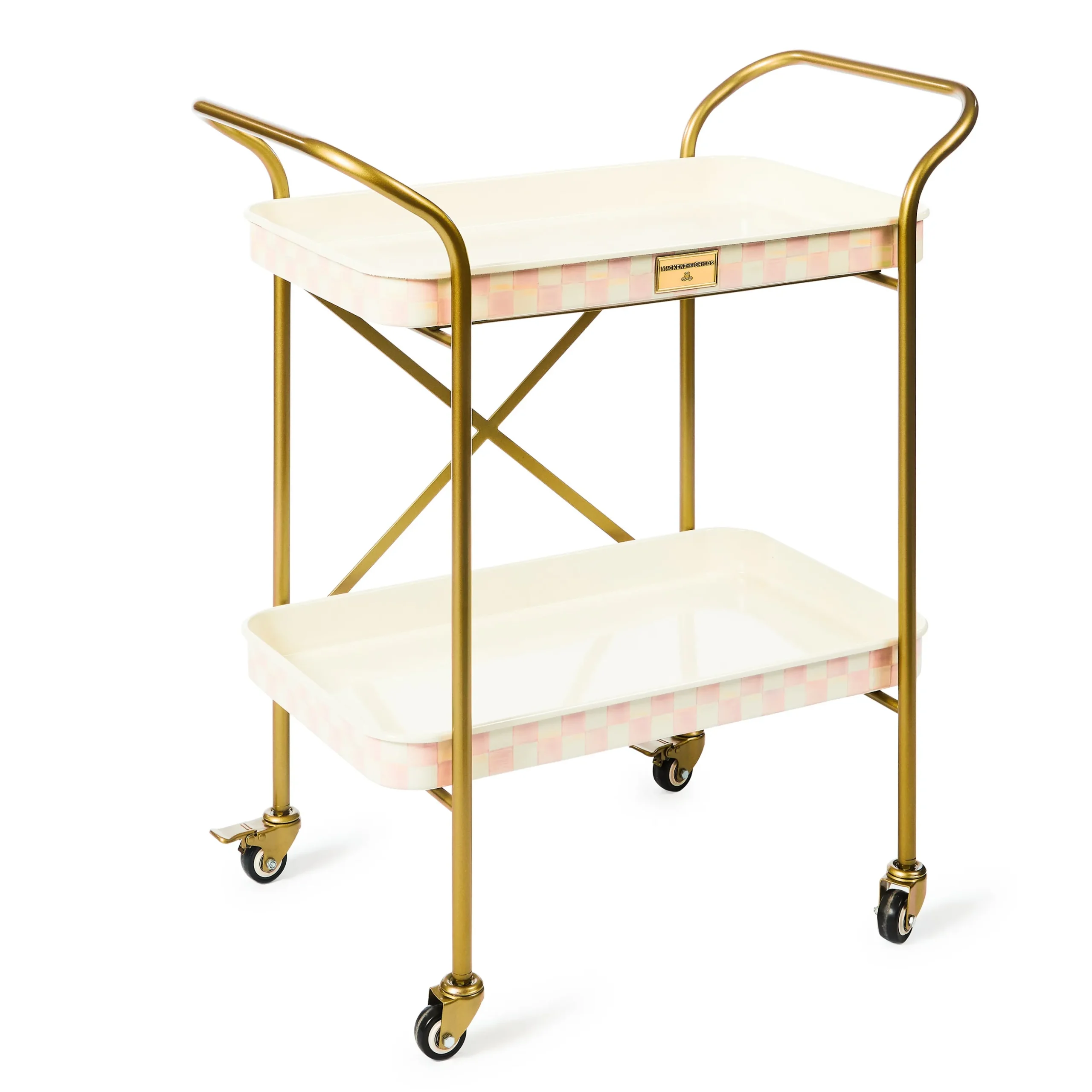 Rosy Check 2-Tier Kitchen Cart