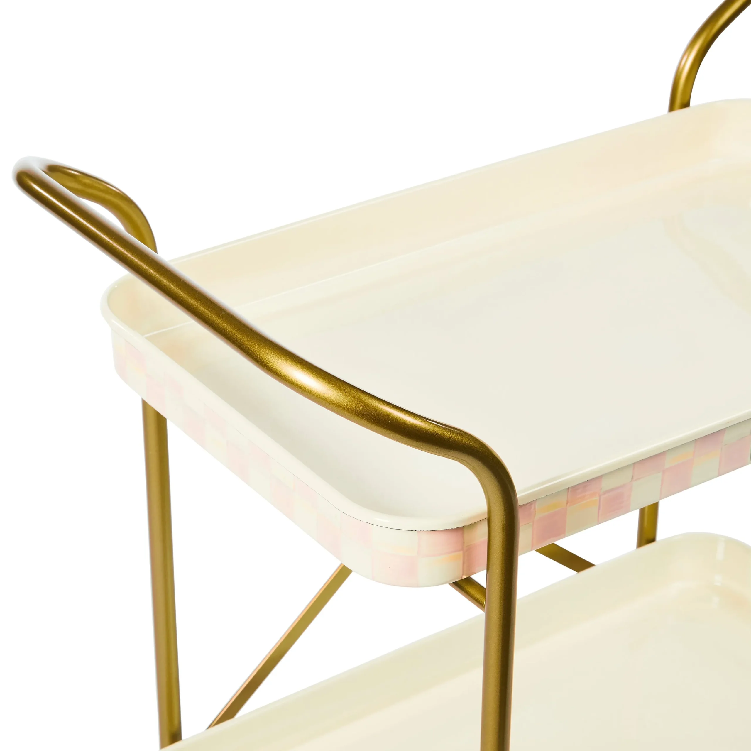 Rosy Check 2-Tier Kitchen Cart