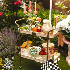 Rosy Check 2-Tier Kitchen Cart