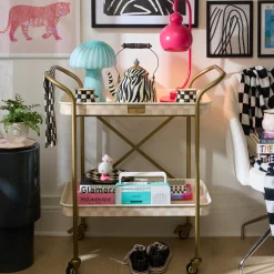 Rosy Check 2-Tier Kitchen Cart