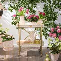 Rosy Check 2-Tier Kitchen Cart