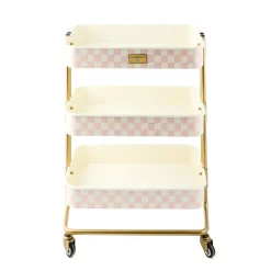 Rosy Check 3-Tier Kitchen Cart