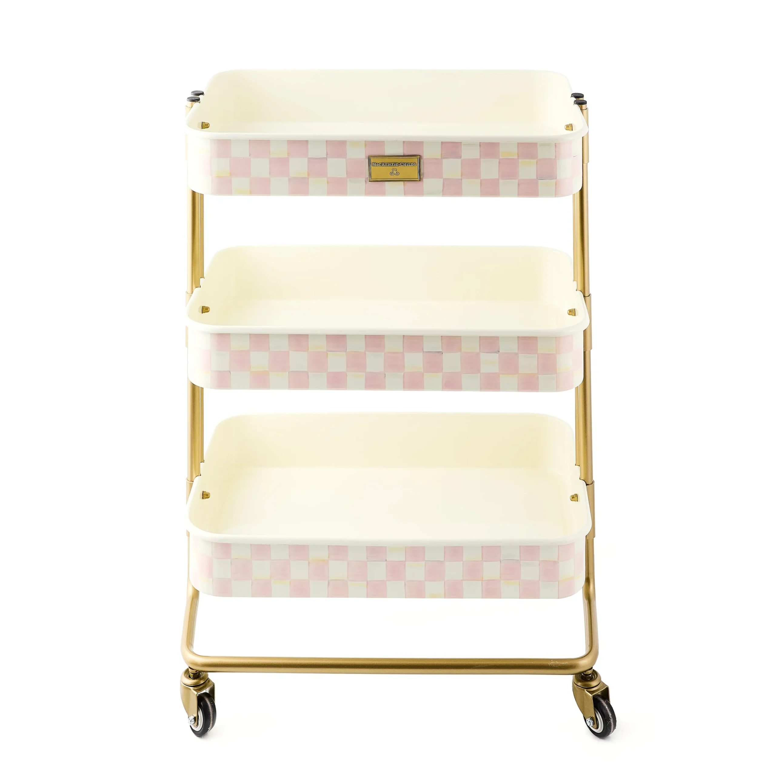 Rosy Check 3-Tier Kitchen Cart