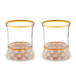 Rosy Check Tumbler Glass, Set of 2