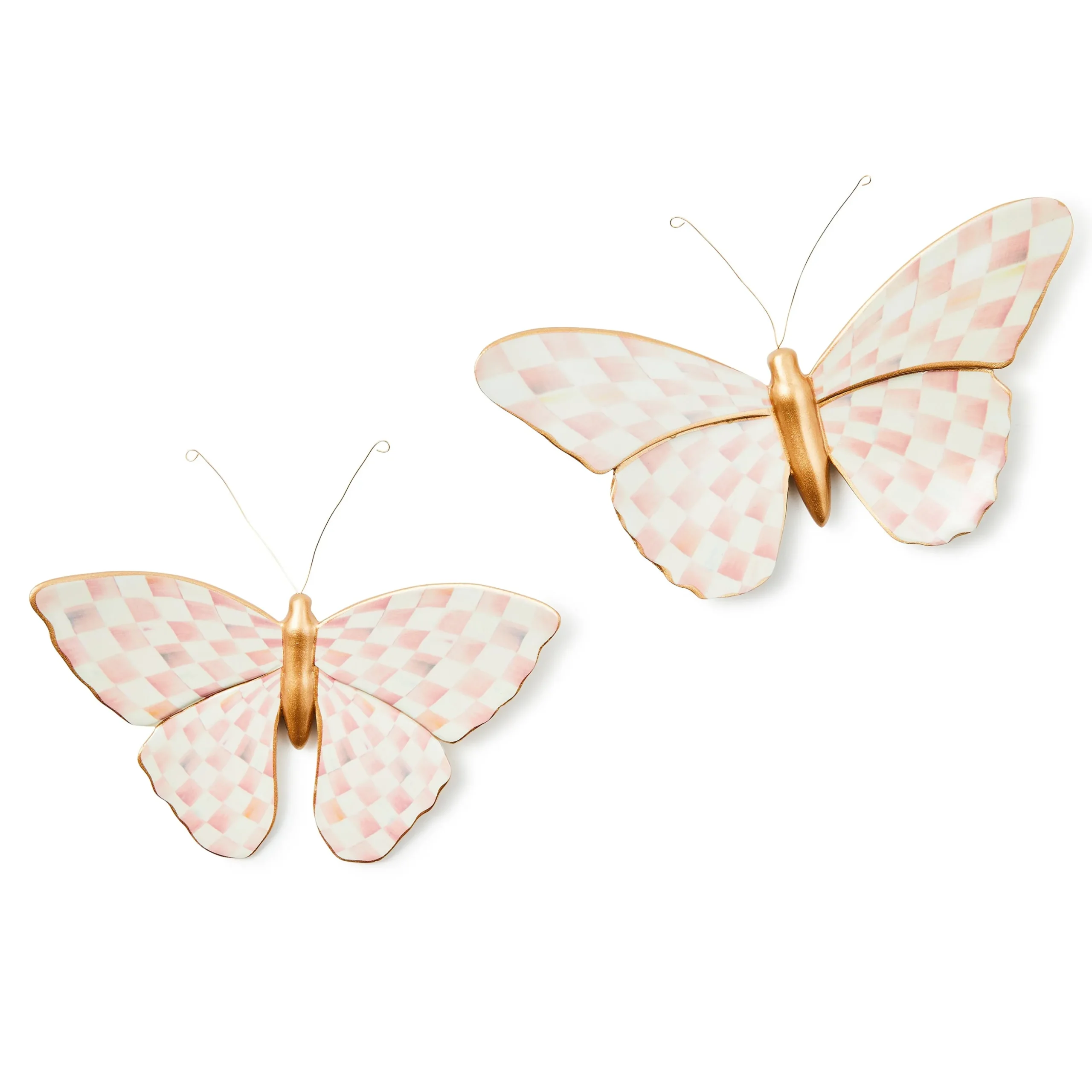 Rosy Check Wall Decor Butterfly Duo