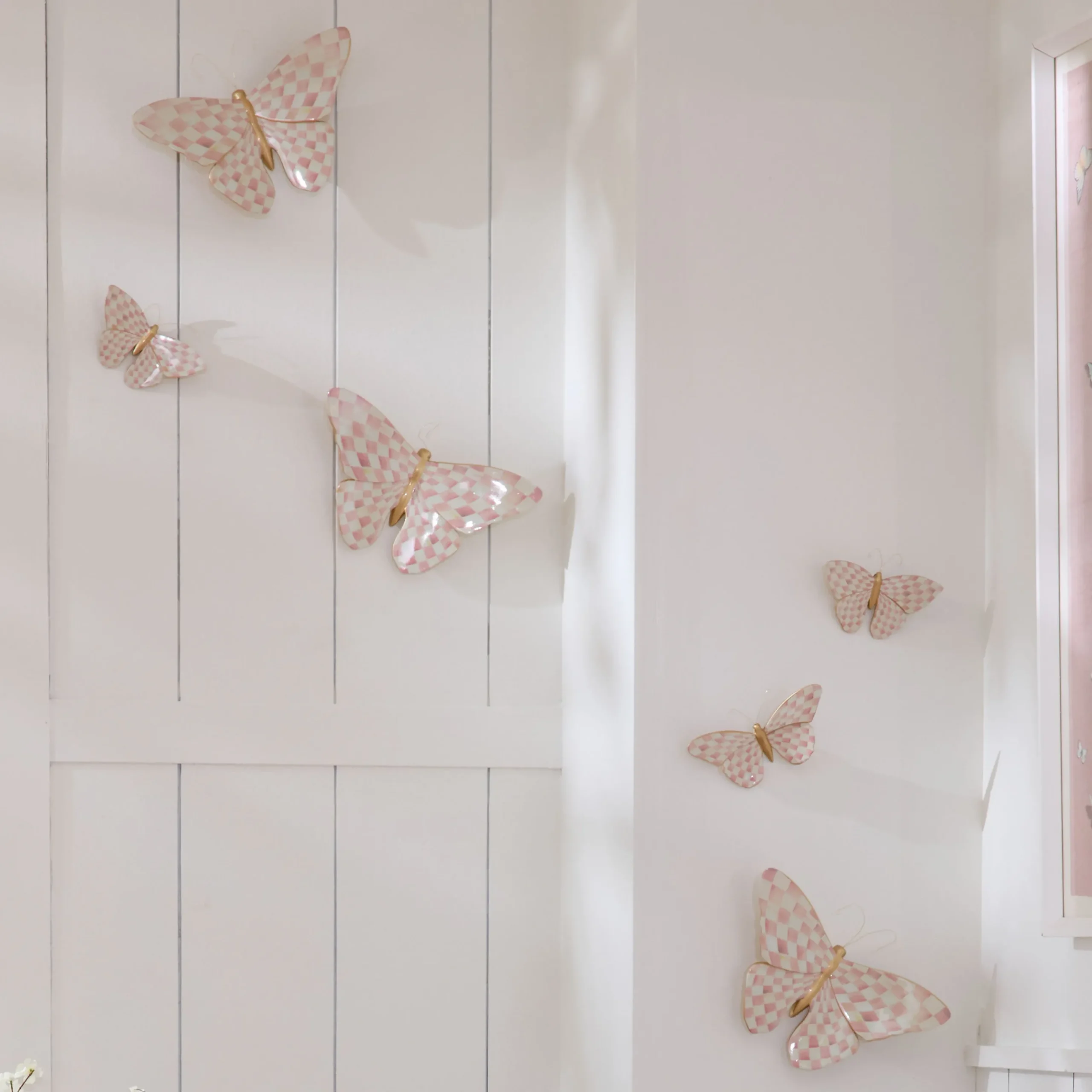 Rosy Check Wall Decor Butterfly Duo