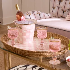 Rosy Check Wine Glass