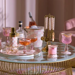 Rosy Check Wine Glass
