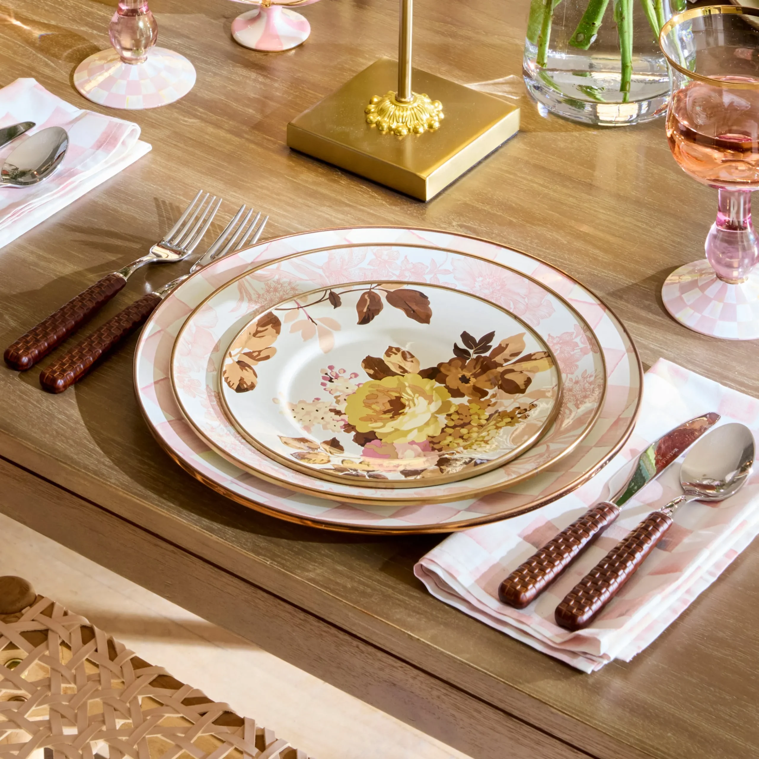 Rosy English Garden Enamel Dinner Plate