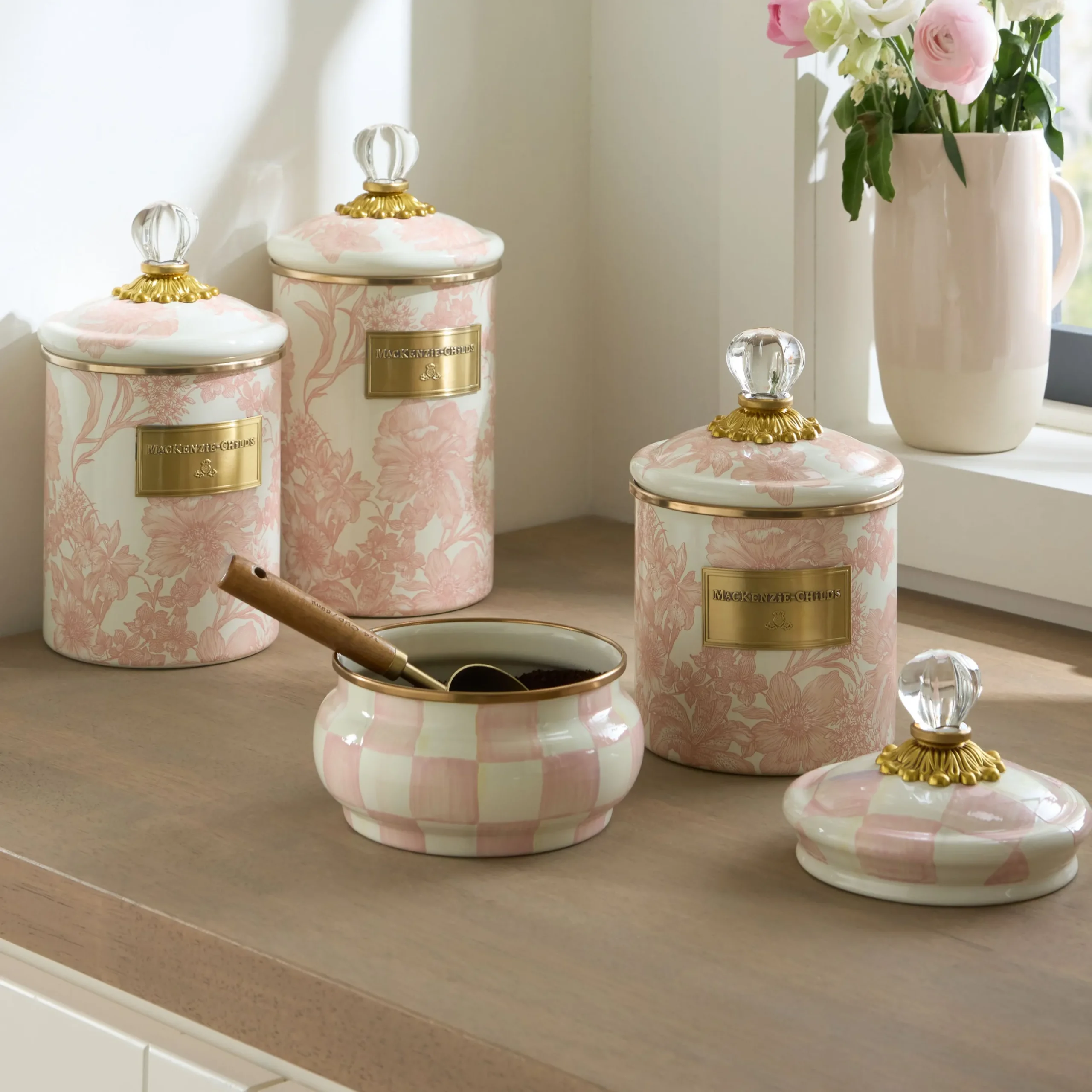 Rosy English Garden Medium Canister