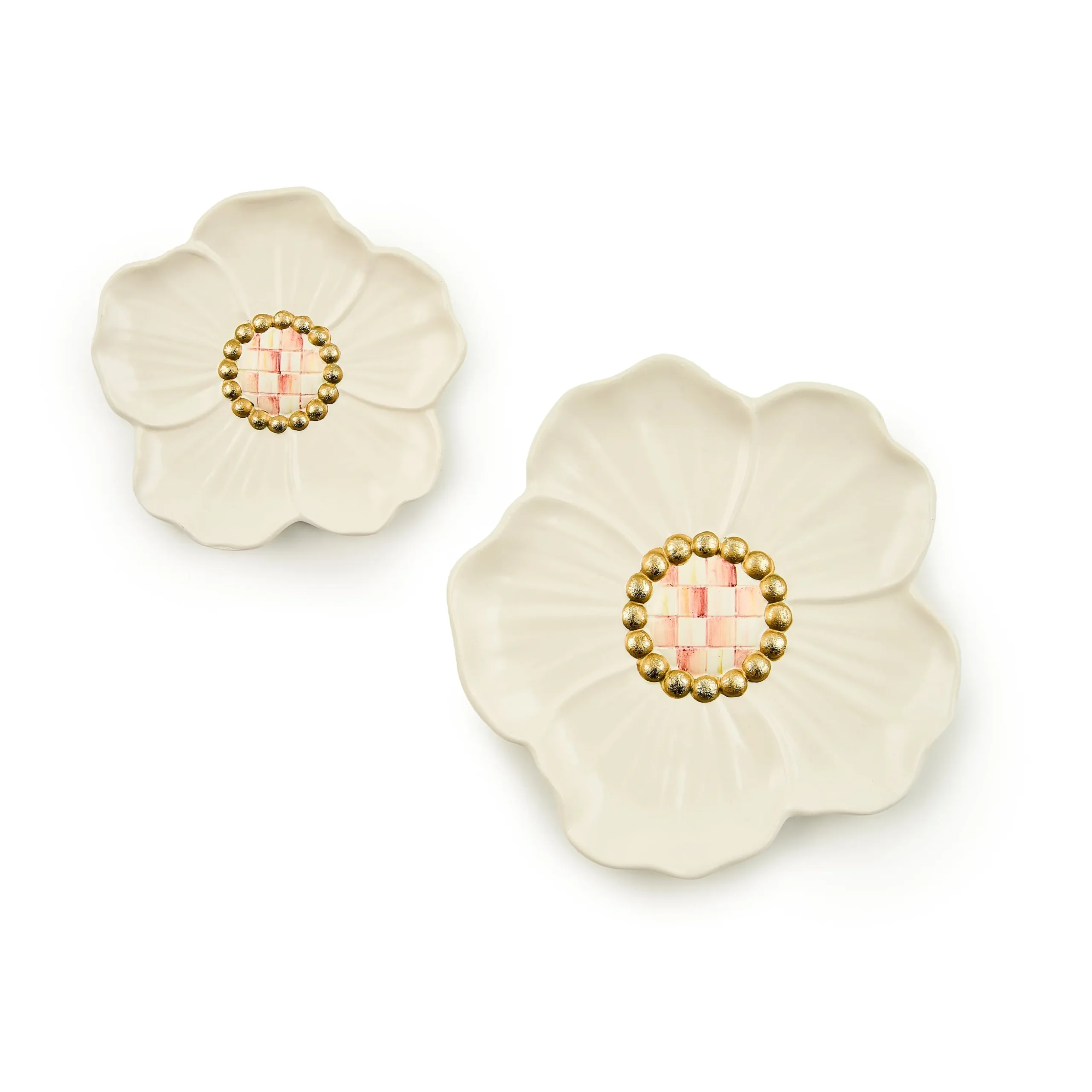 Rosy Flower Trinket Dishes, Set of 2