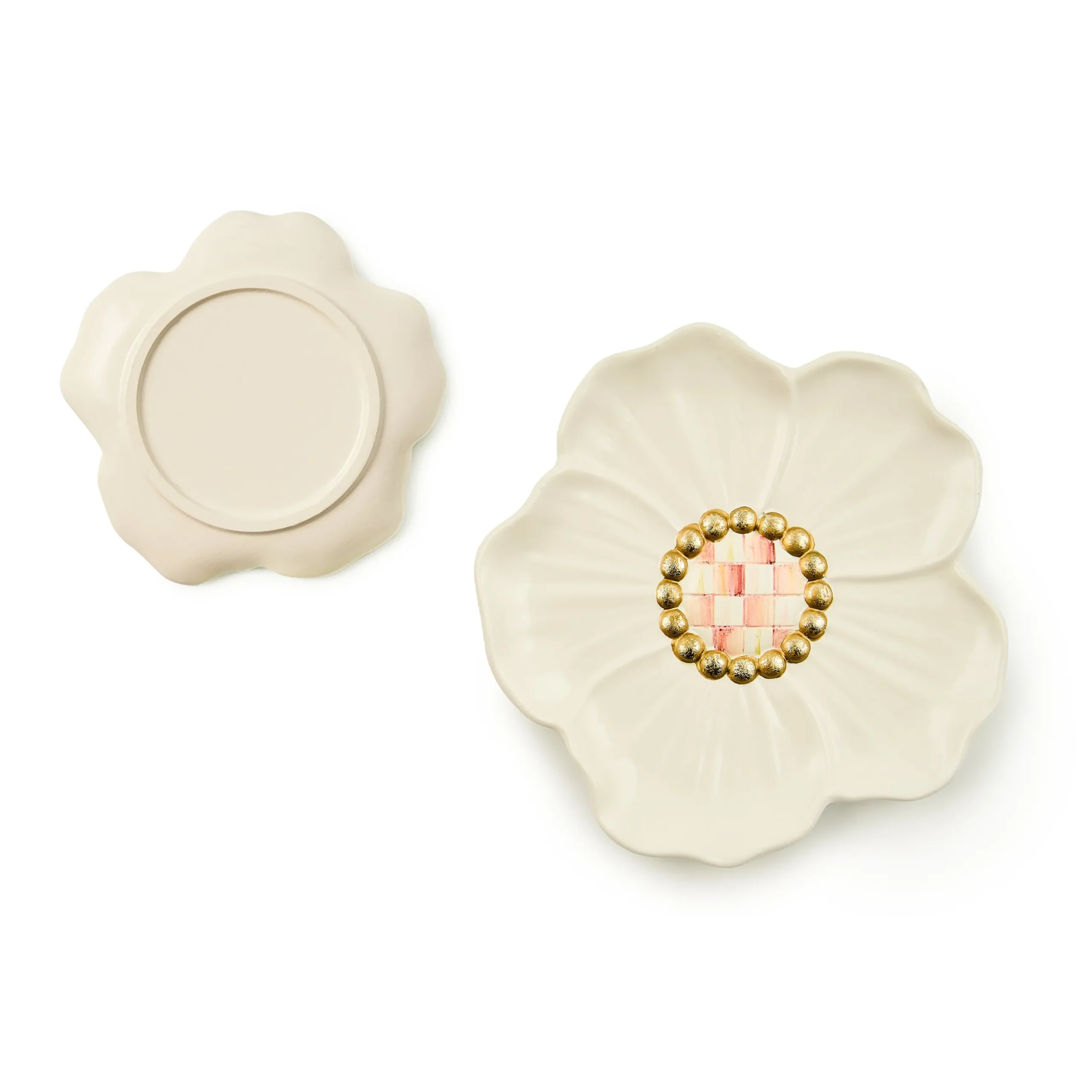 Rosy Flower Trinket Dishes, Set of 2