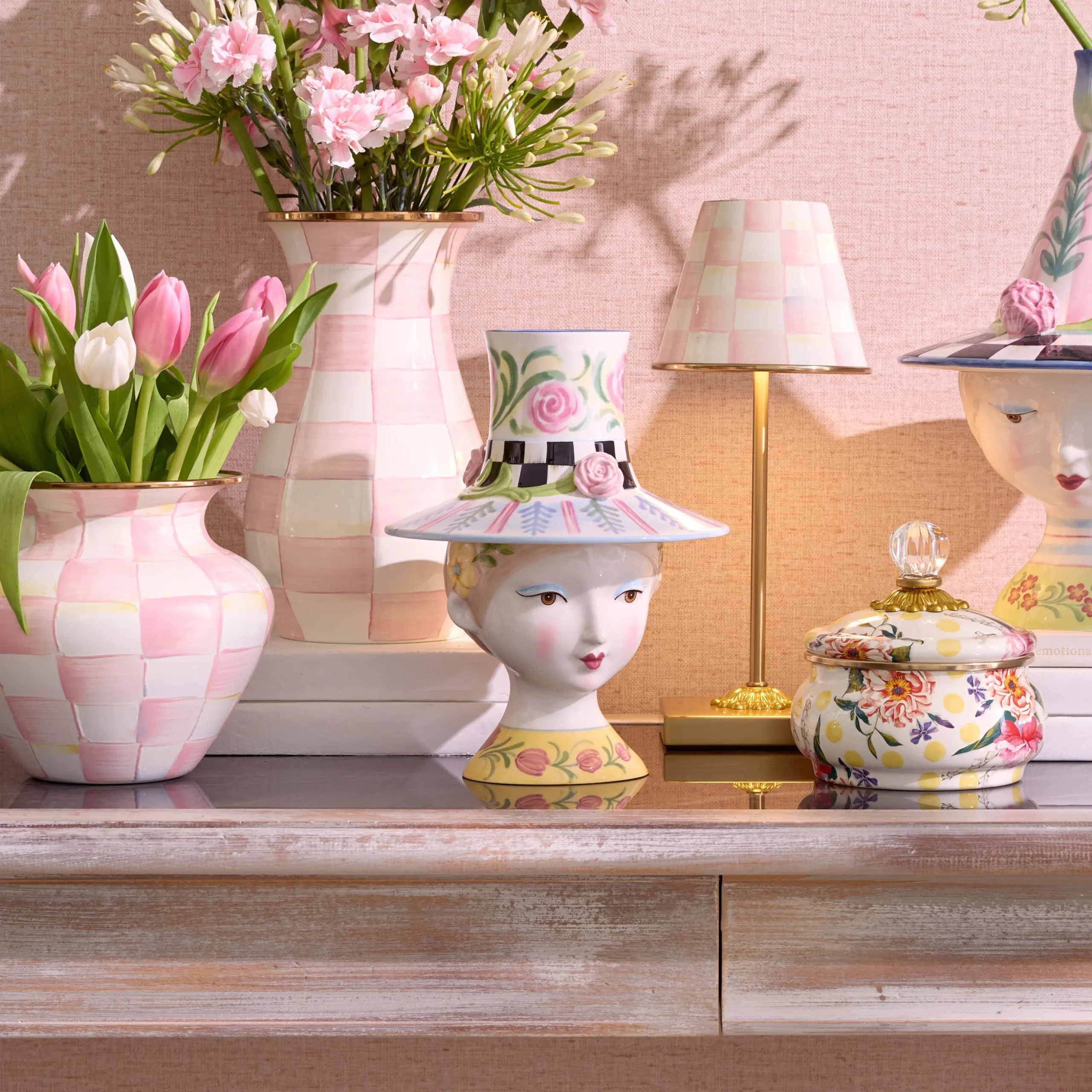 Rosy Meadow Lady Rose Lidded Vase