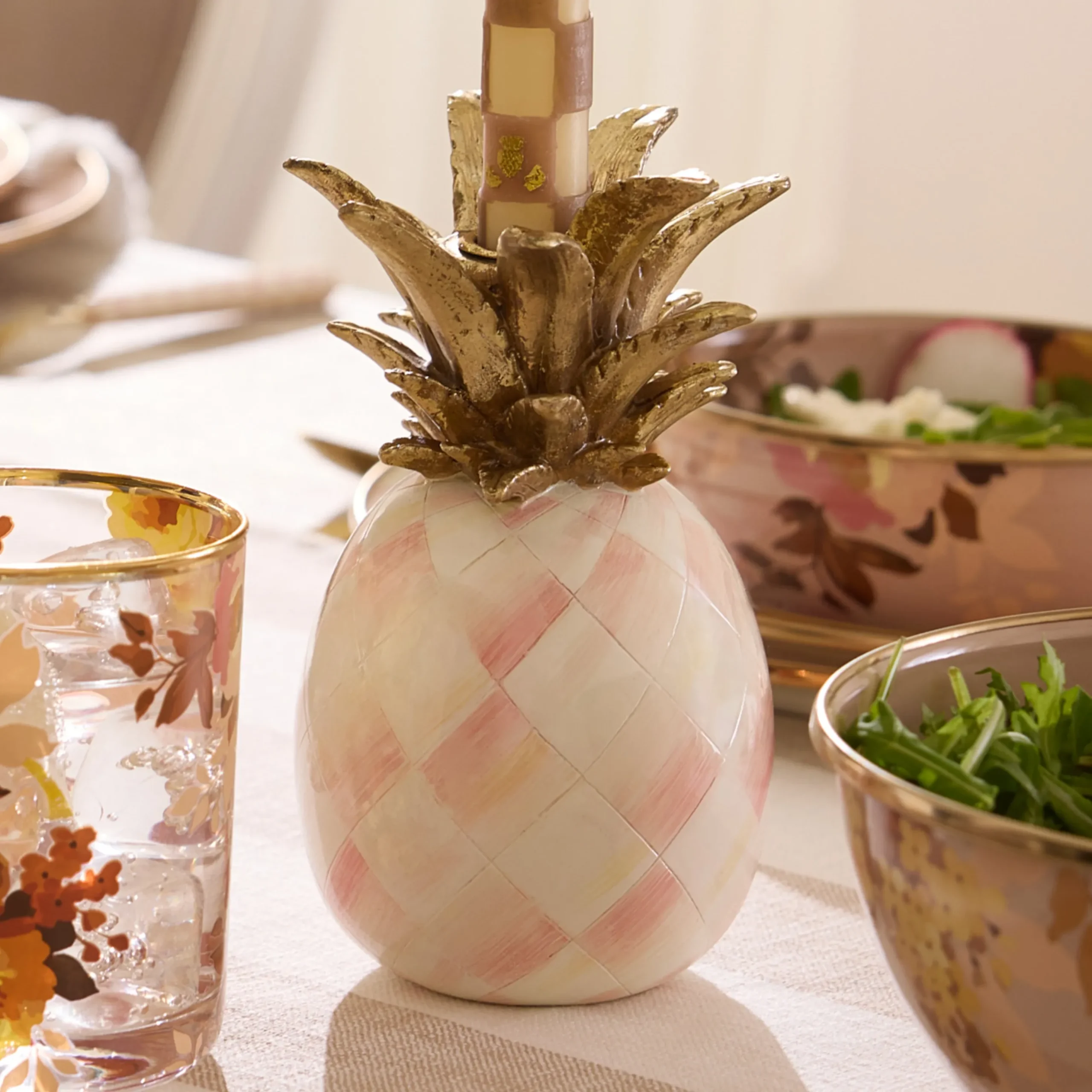 Rosy Pineapple Candle Holder
