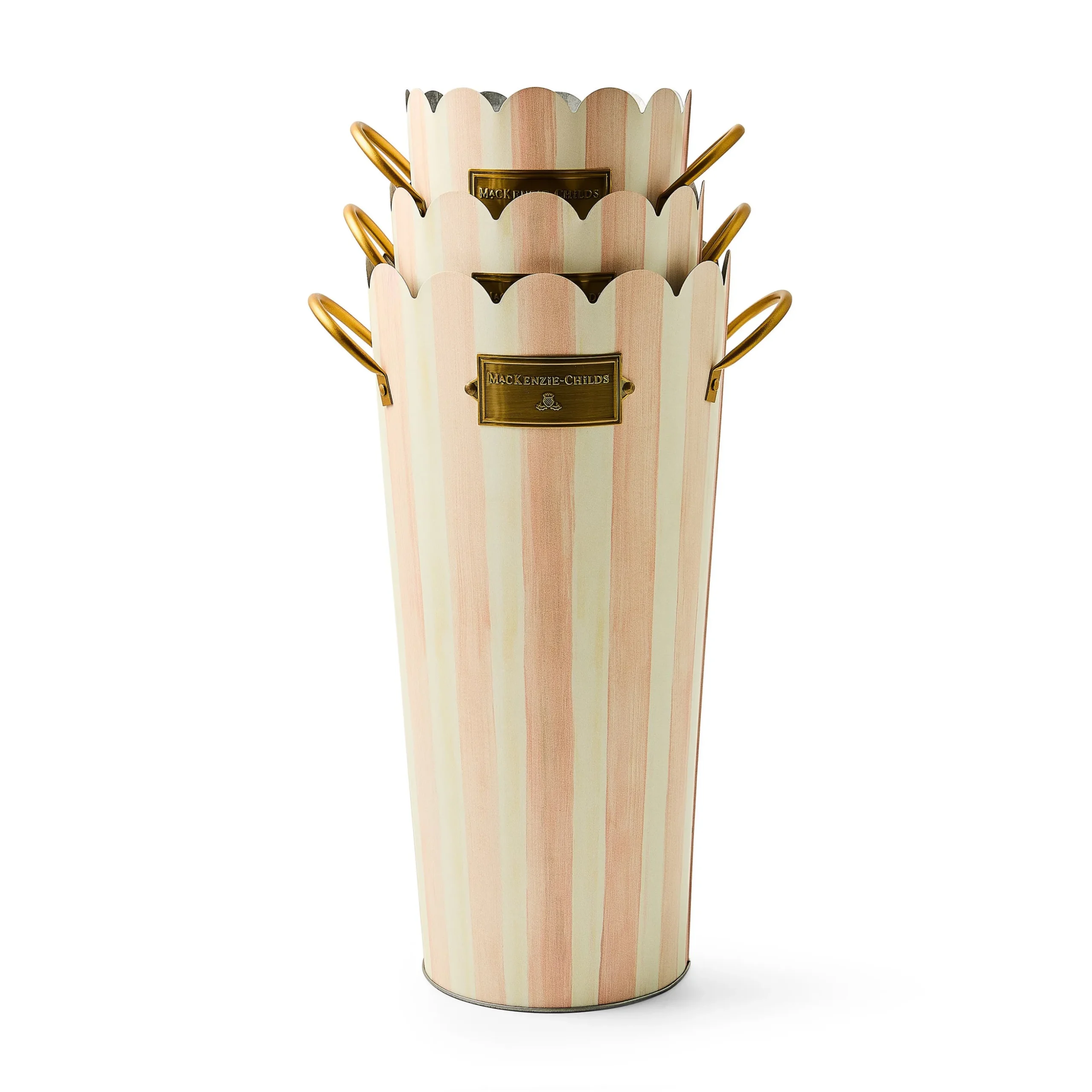 Rosy Stripe Flower Buckets, Set of 3