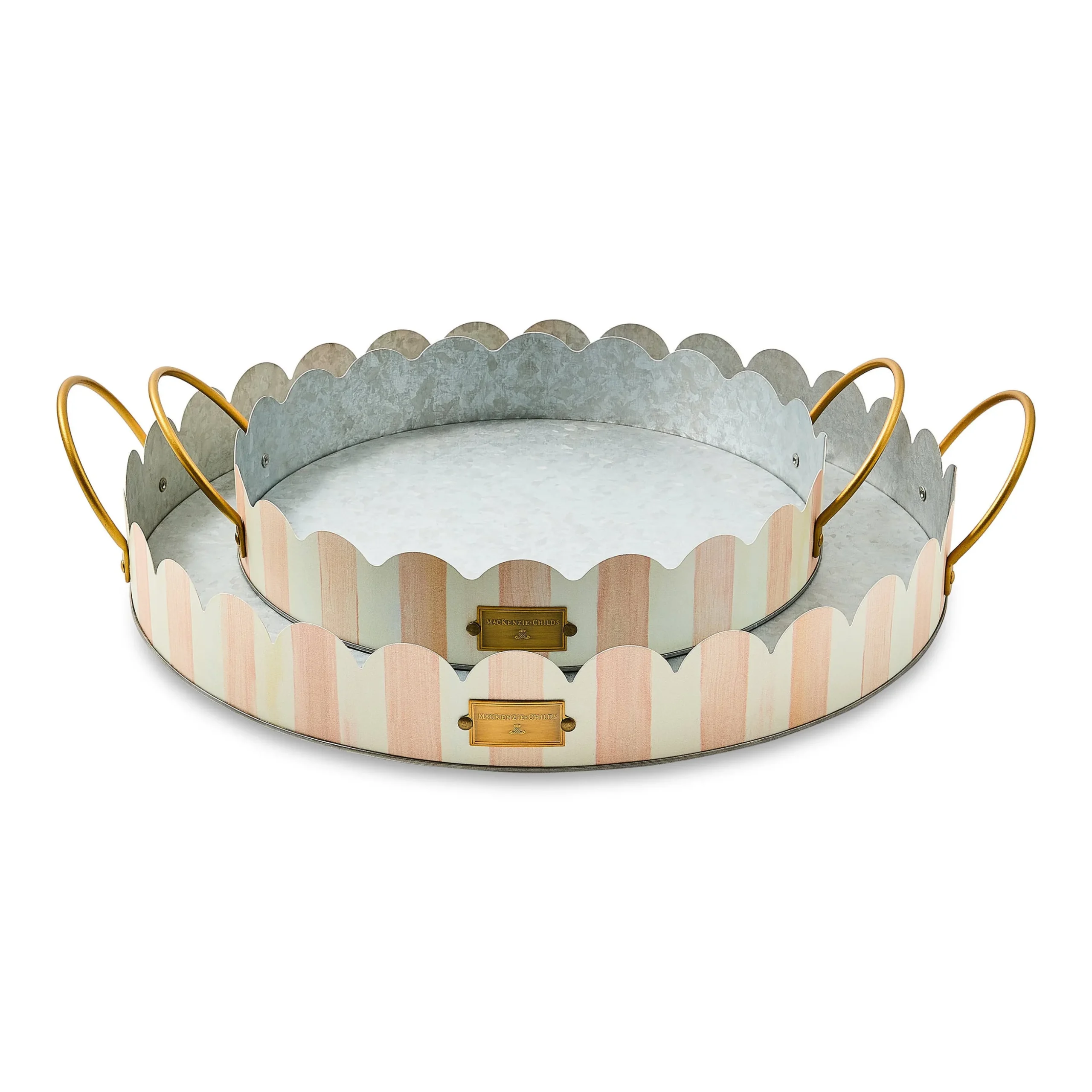 Rosy Stripe Serving Trays, Set of 2