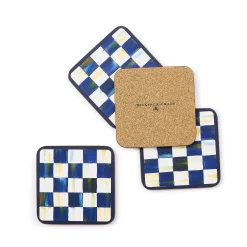 Royal Check Cork Back Coasters, Set of 4