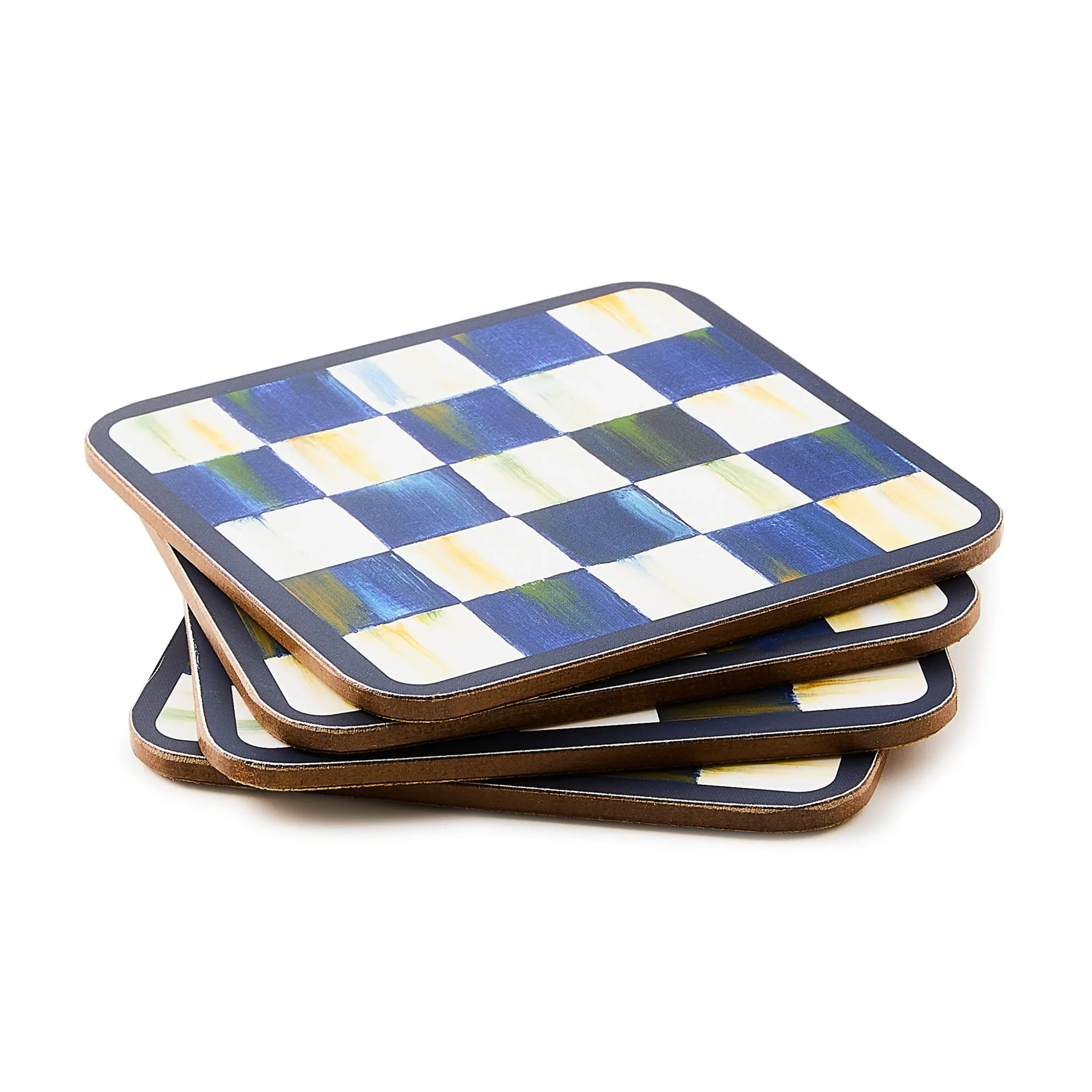 Royal Check Cork Back Coasters, Set of 4