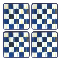 Royal Check Cork Back Coasters, Set of 4