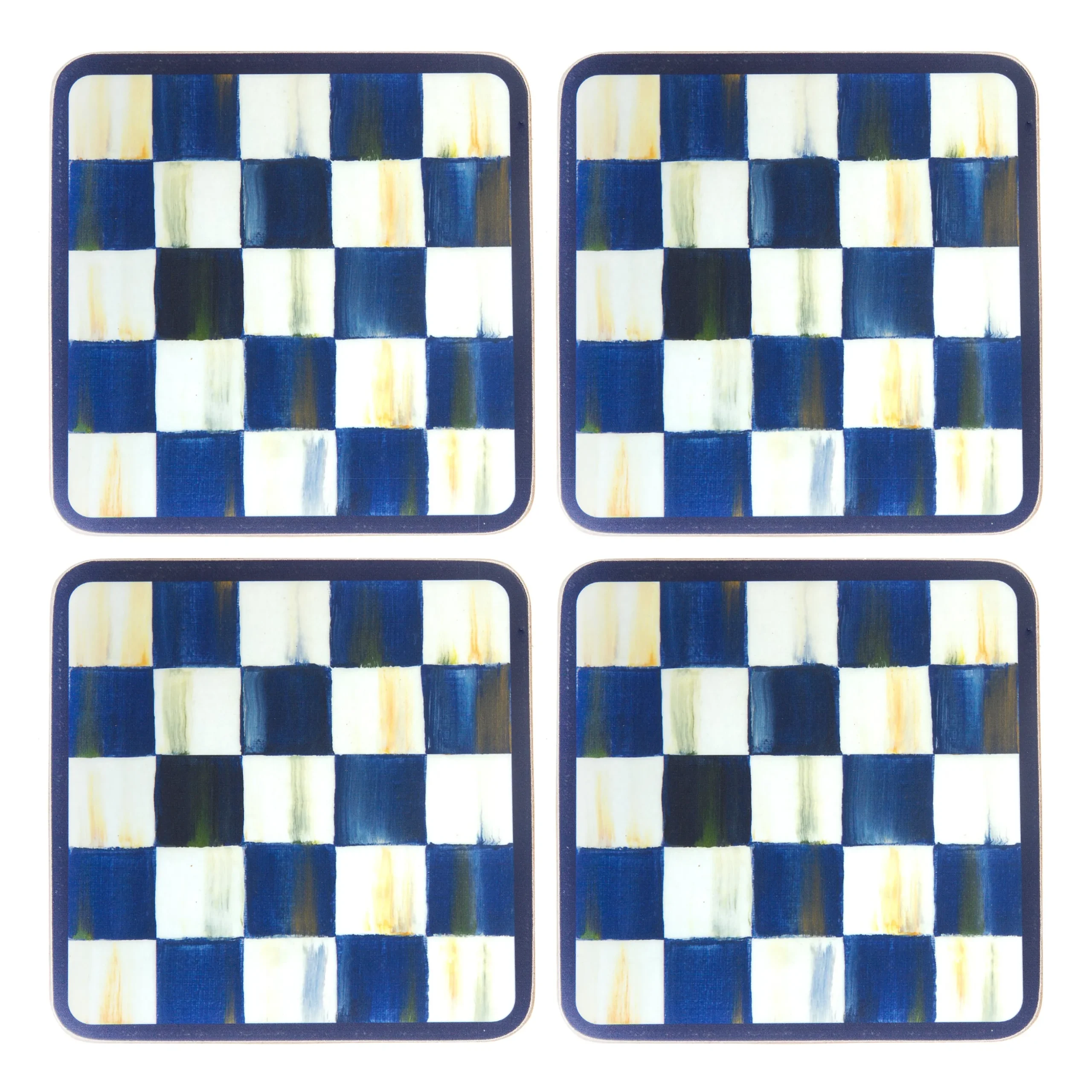 Royal Check Cork Back Coasters, Set of 4