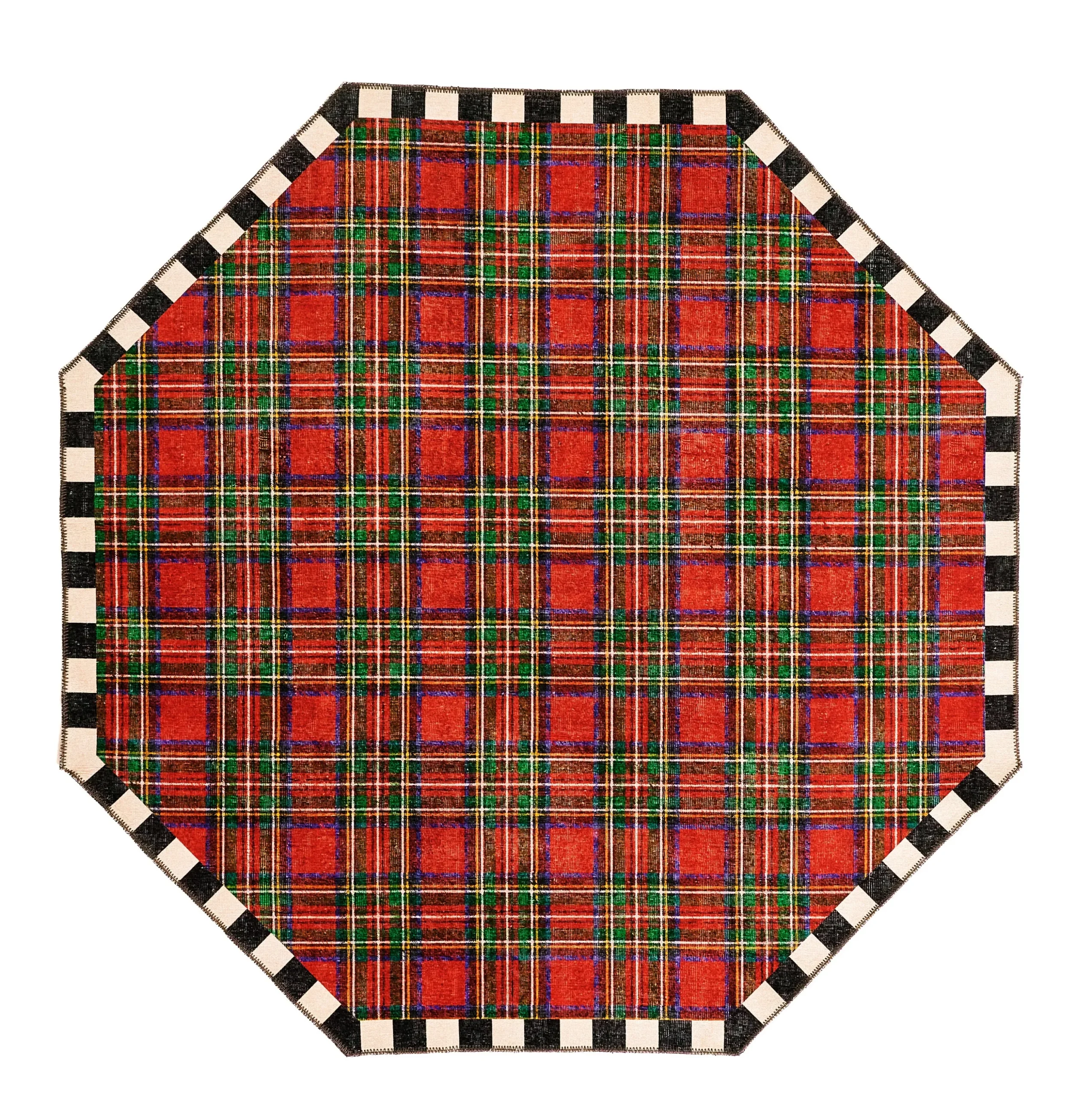 Royal Stewart Tartan Red 6' Octagon Washable Rug
