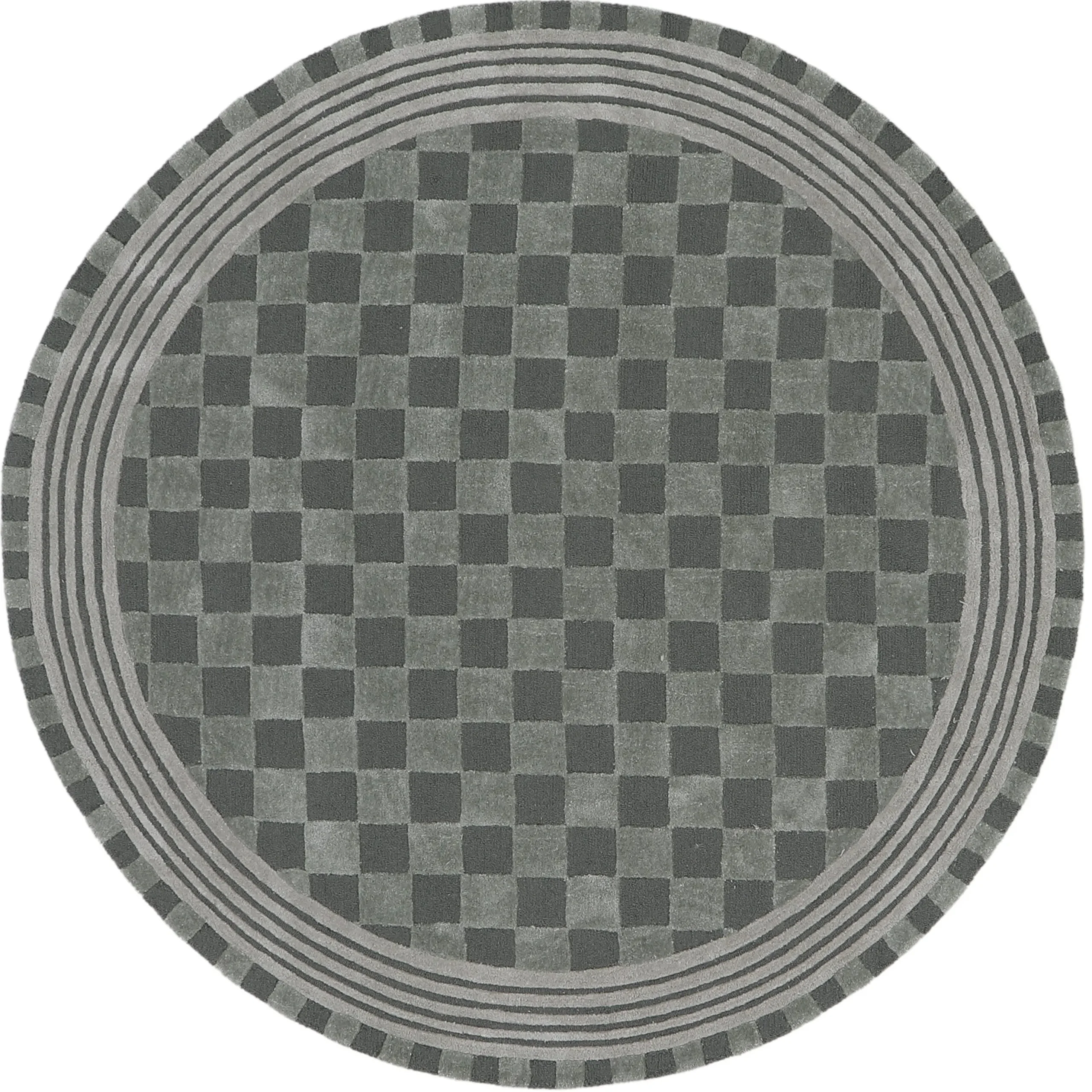 Sage Green Tonal Check 6' Round Rug
