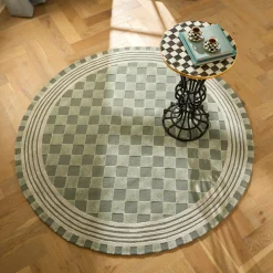 Sage Green Tonal Check 6' Round Rug