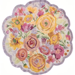 Scalloped Flower Meadow 6' Round Rug