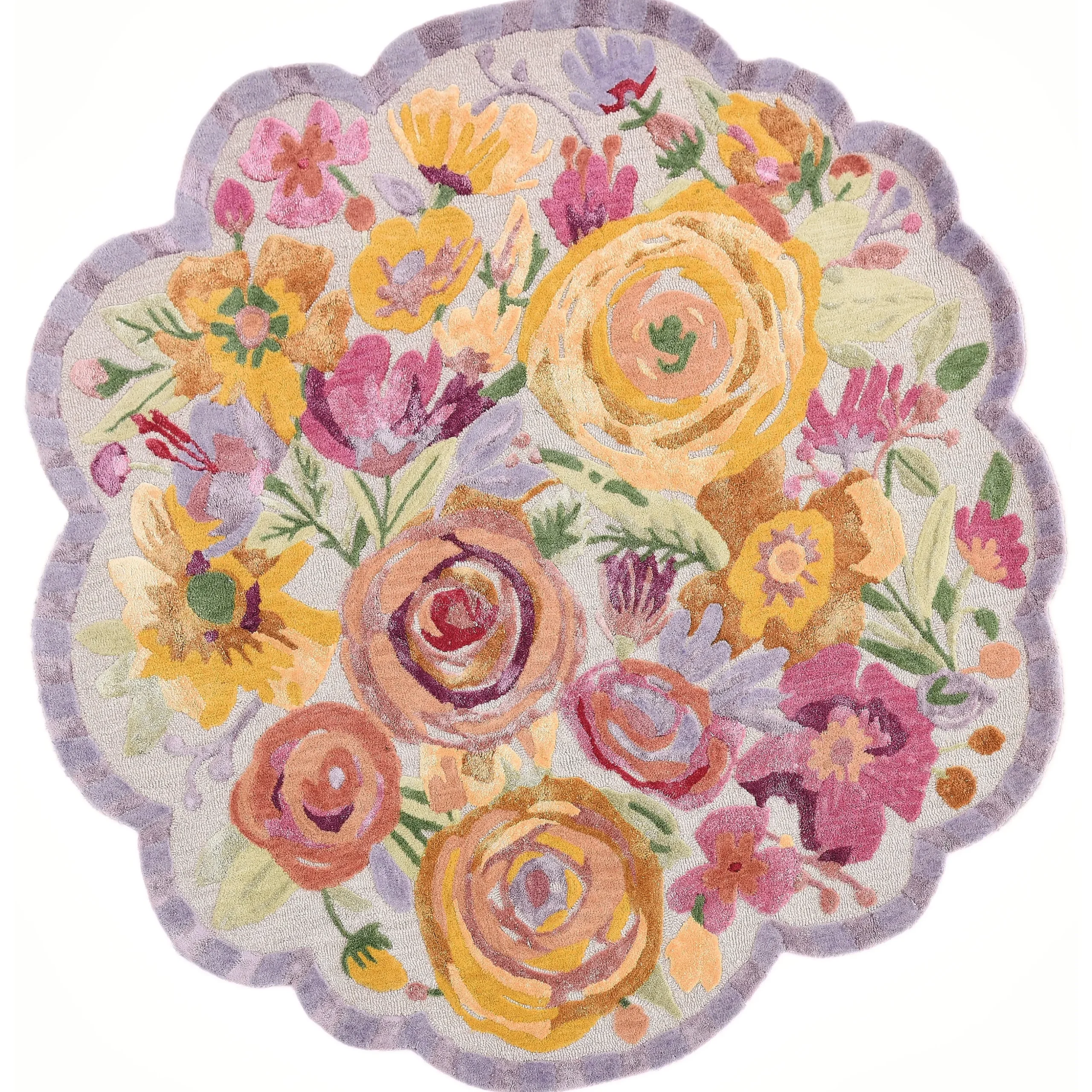 Scalloped Flower Meadow 6' Round Rug