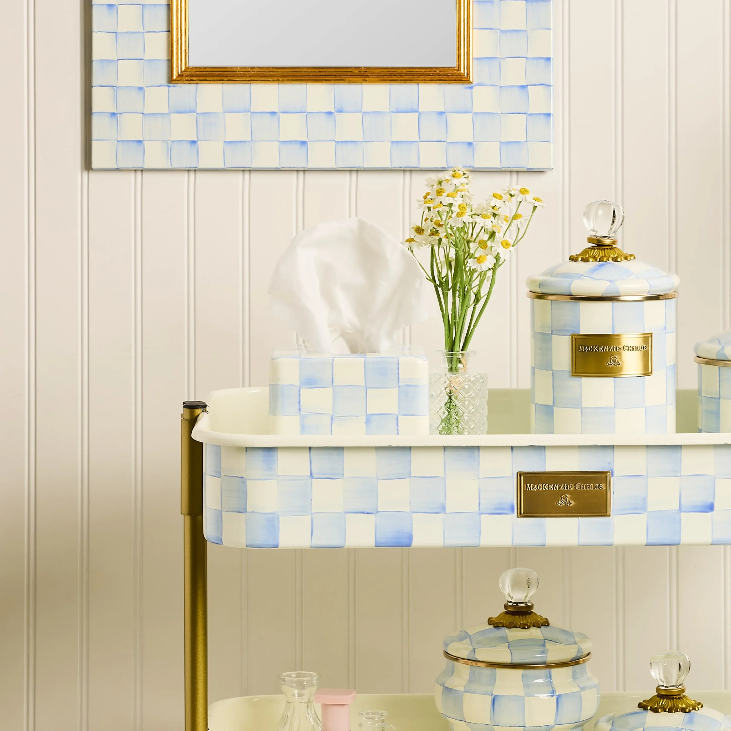 Sky Check Boutique Tissue Box Cover