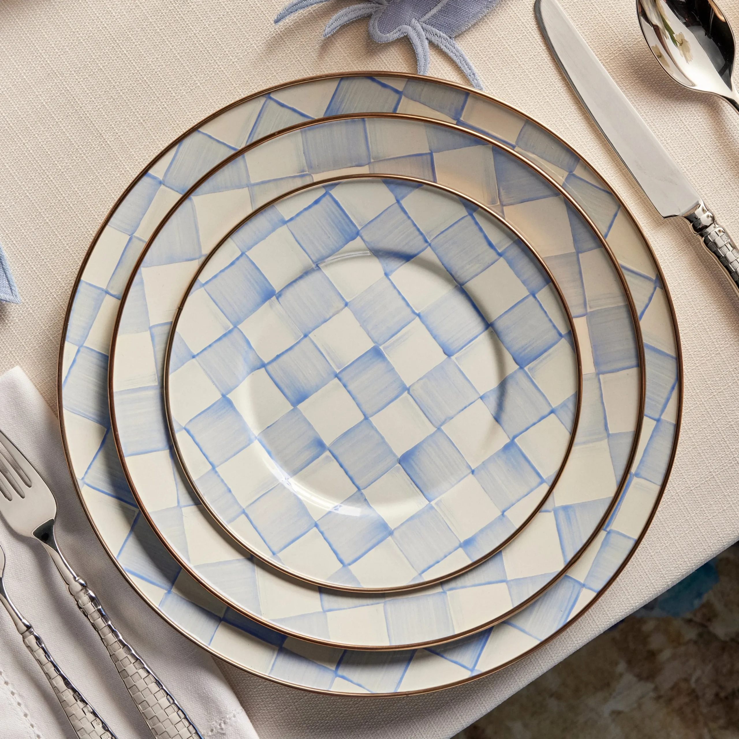 Sky Check Dinner Plate
