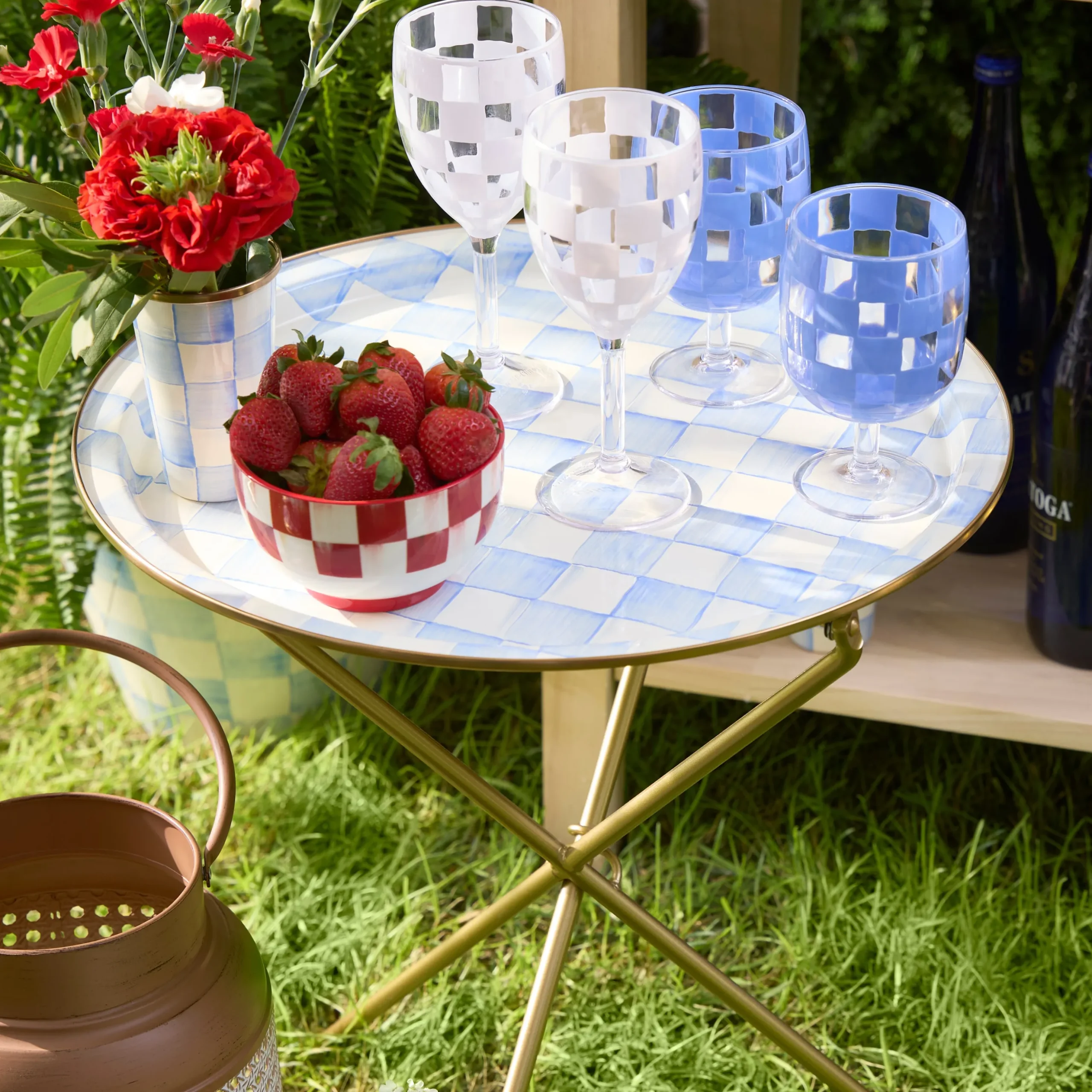 Sky Check Enamel Tilt Accent Table