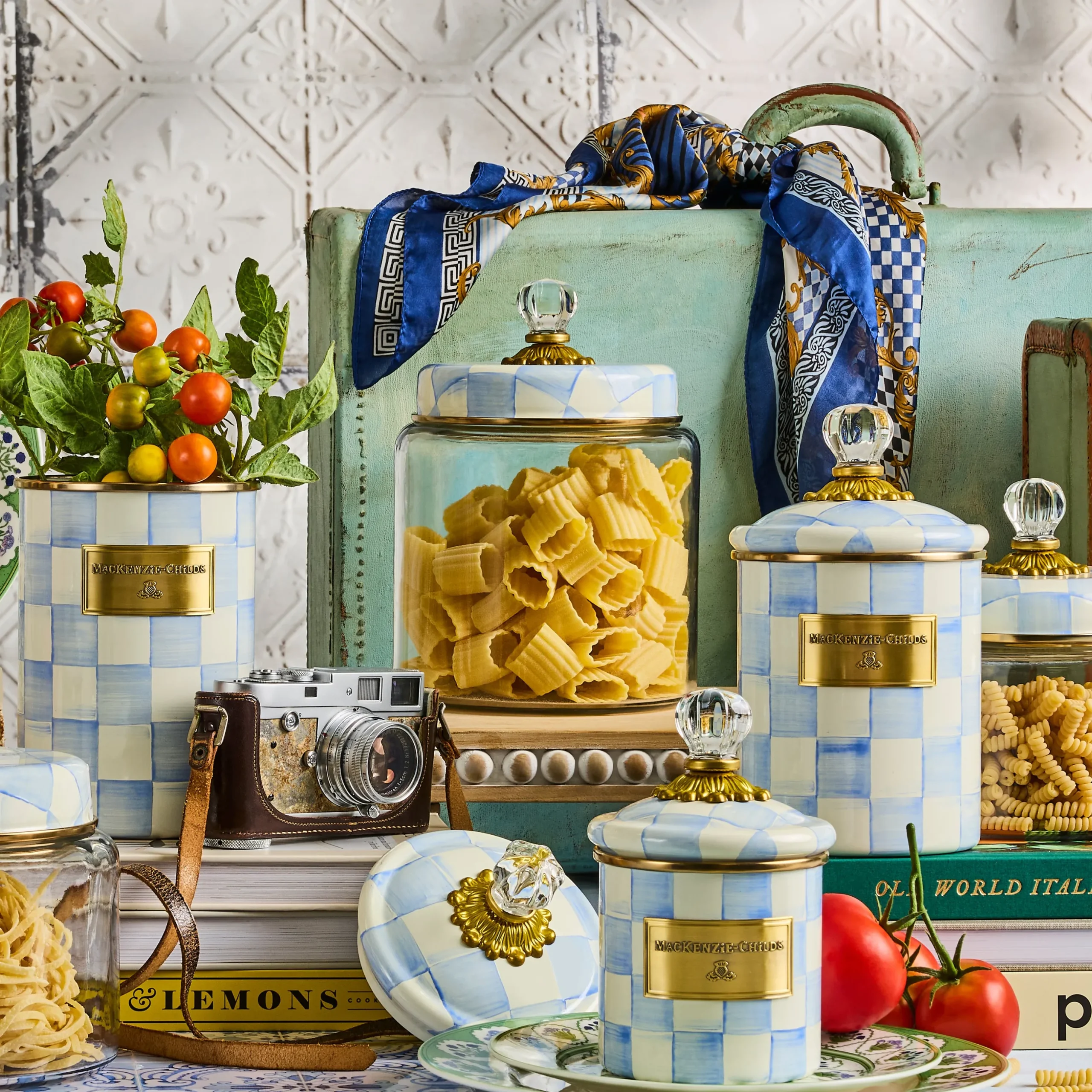 Sky Check Large Kitchen Canister