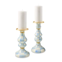 Sky Check Medium Pillar Candlestick
