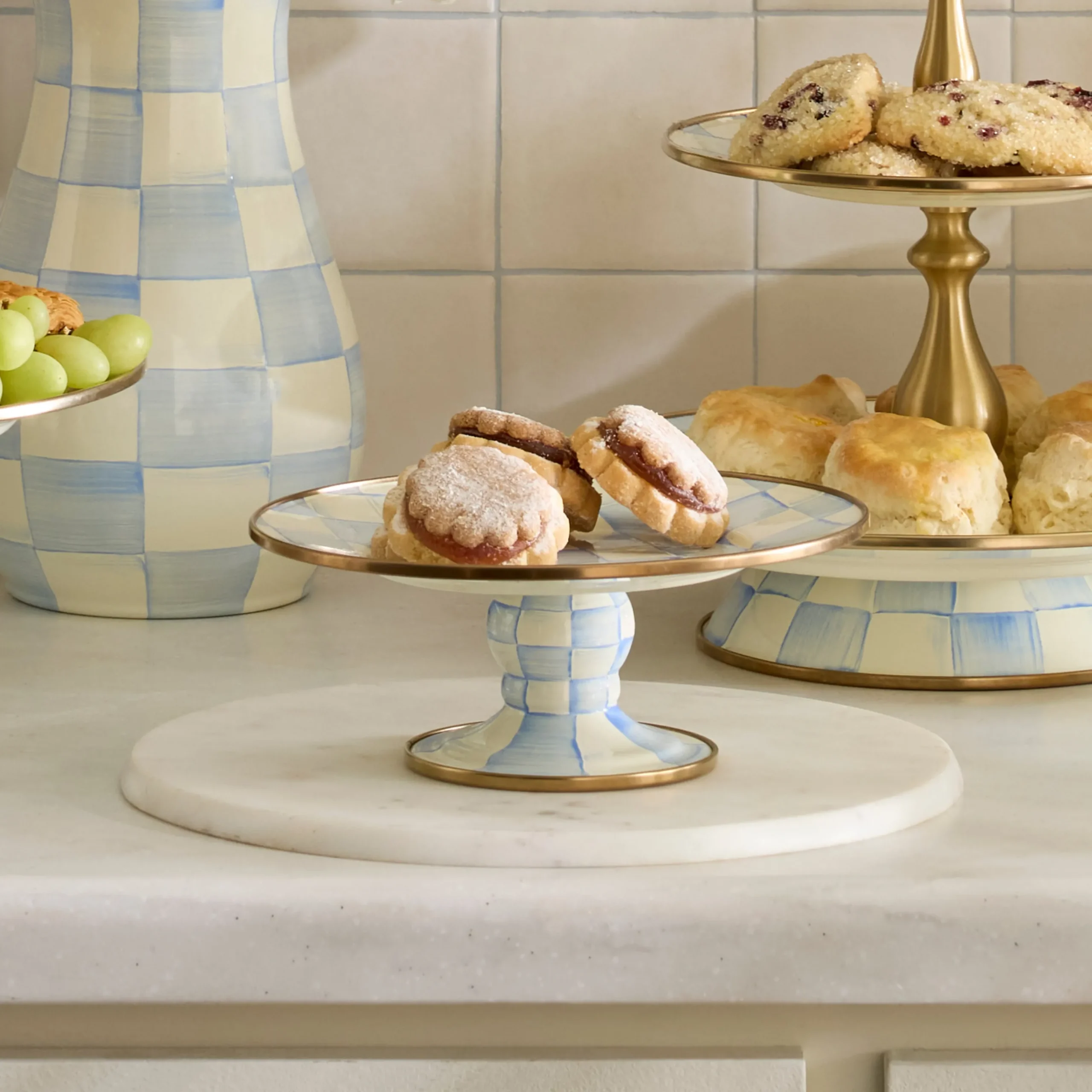 Sky Check Mini Pedestal Platter