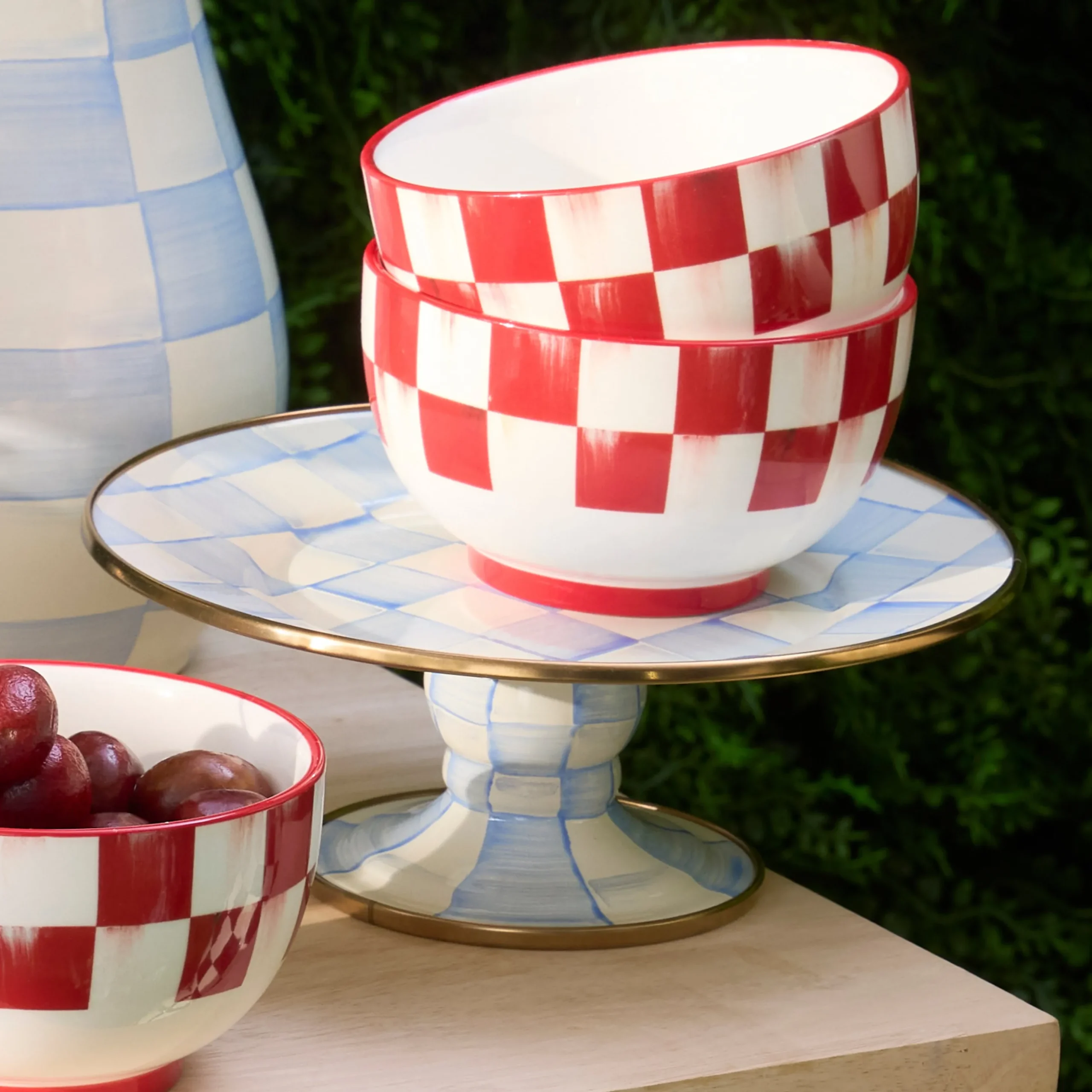 Sky Check Mini Pedestal Platter